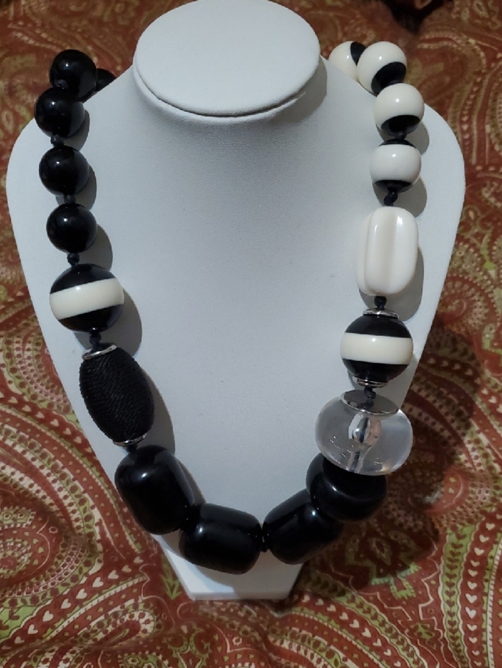 Chico's Black and White Chunky Bead Necklace
